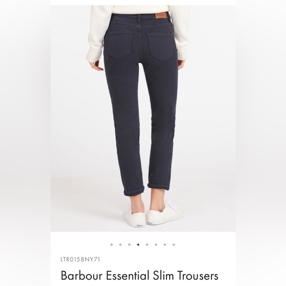 BARBOUR 2/4 Navy Essential Slim Jeggings Trousers Jeans Twill Stretch - Picture 1 of 14